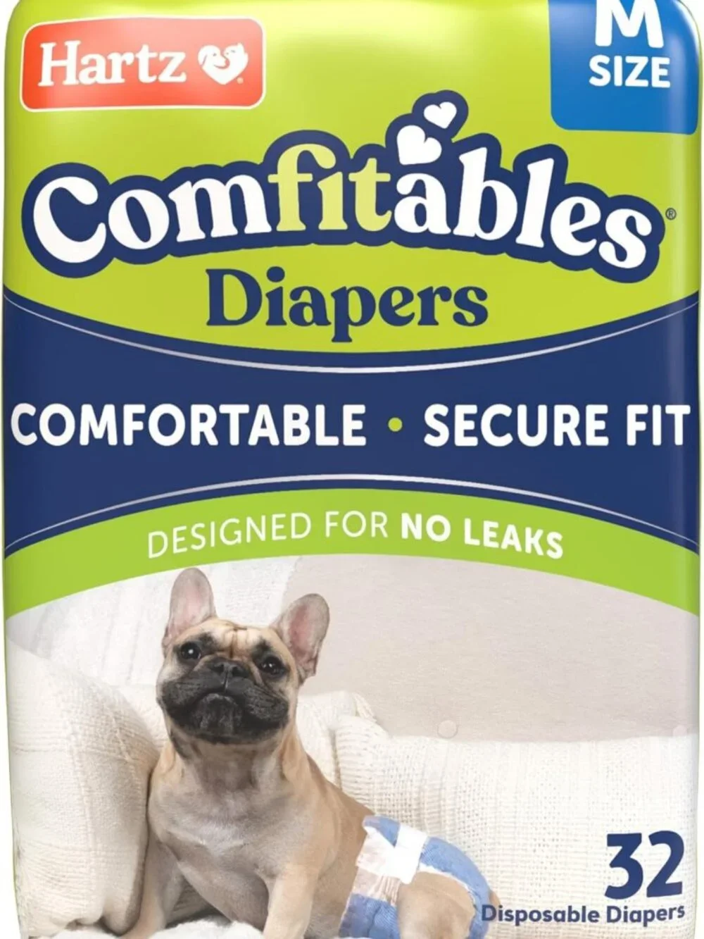 Disposable Dog Diapers Size M, 32 Count - Comfortable, Secure Fit, Easy to Use